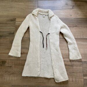 Free People Sweater Womens S Ivory Duster Cardigan Mohair Wool Blend Boho Y2K